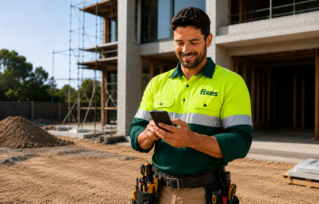 Fixes tradie checking a new job on his phone